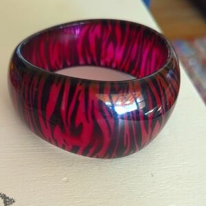 Bold Pink and Black Bangle Bracelet. Plastic or Resin?